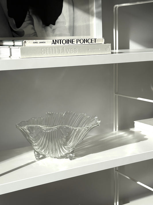Shell Shaped Glass Bowl 1980s