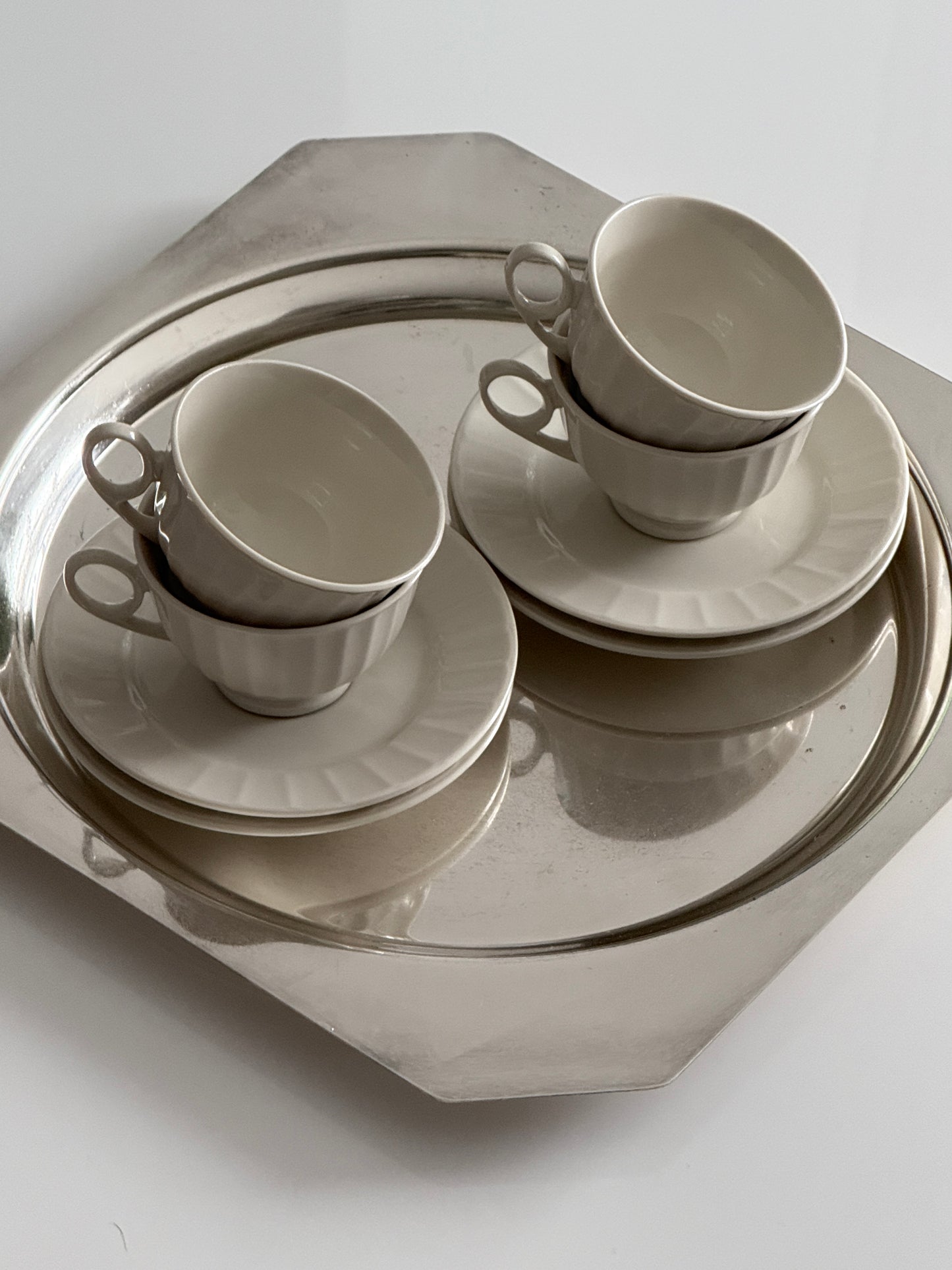 Set of Ivory Tea Cups and Saucers (set of 4)