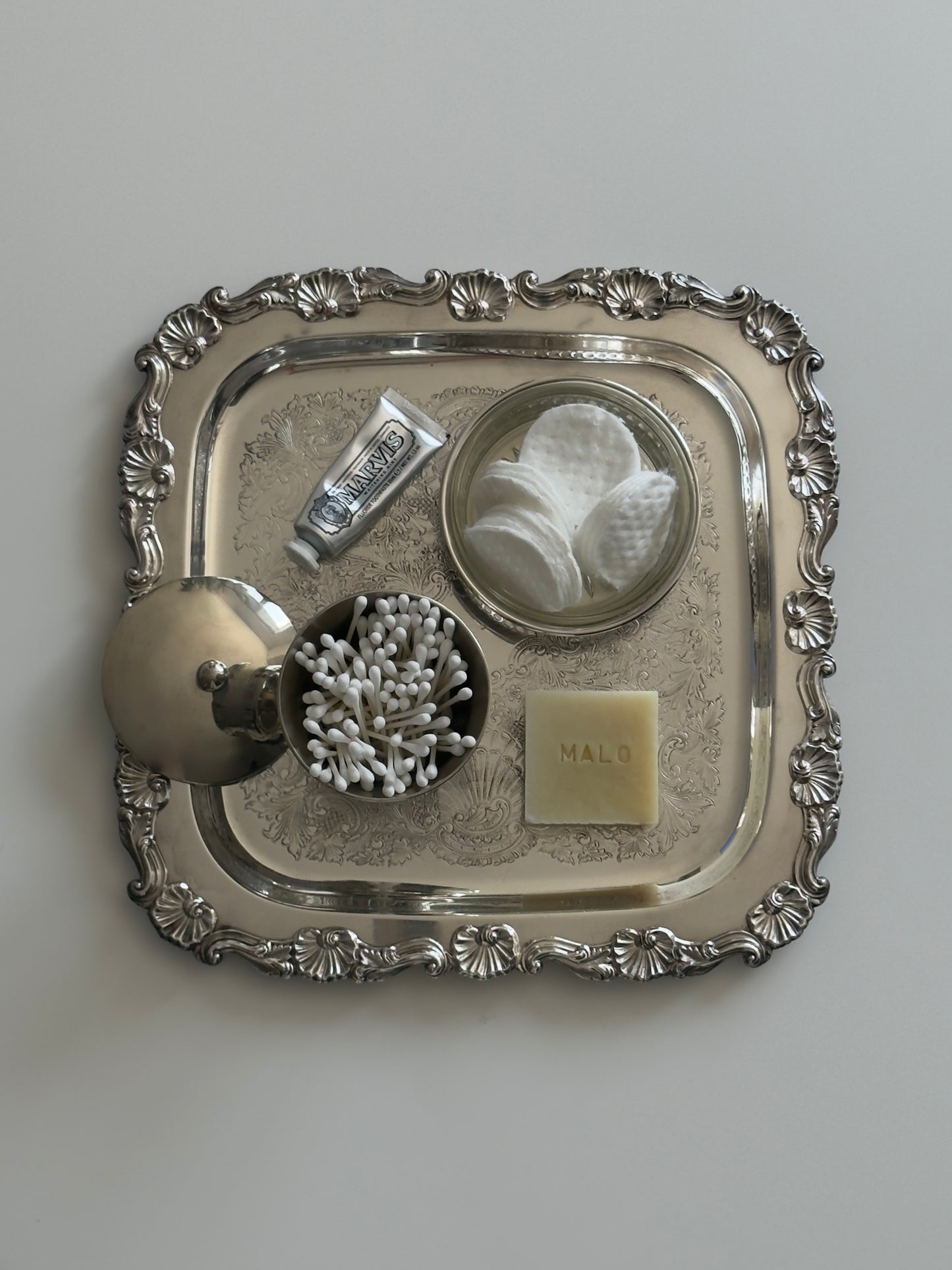 Beaded Silver Plate Lidded Canister