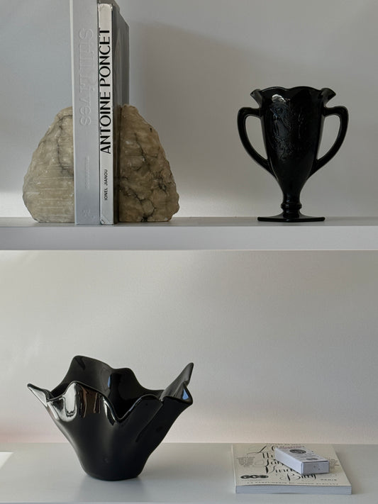 Pair of Black Amethyst Glass Vases 1930s