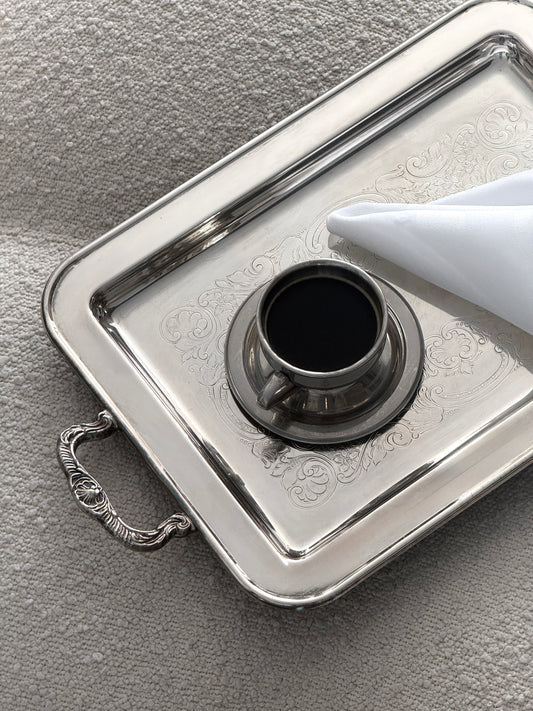 Ornate Footed Silver Plated Entertaining Tray