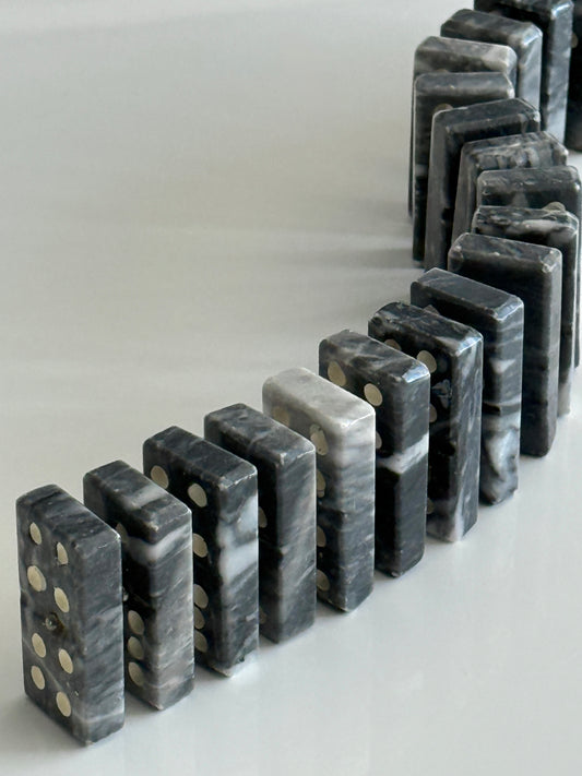 Mid Century Carrara Marble Domino Set