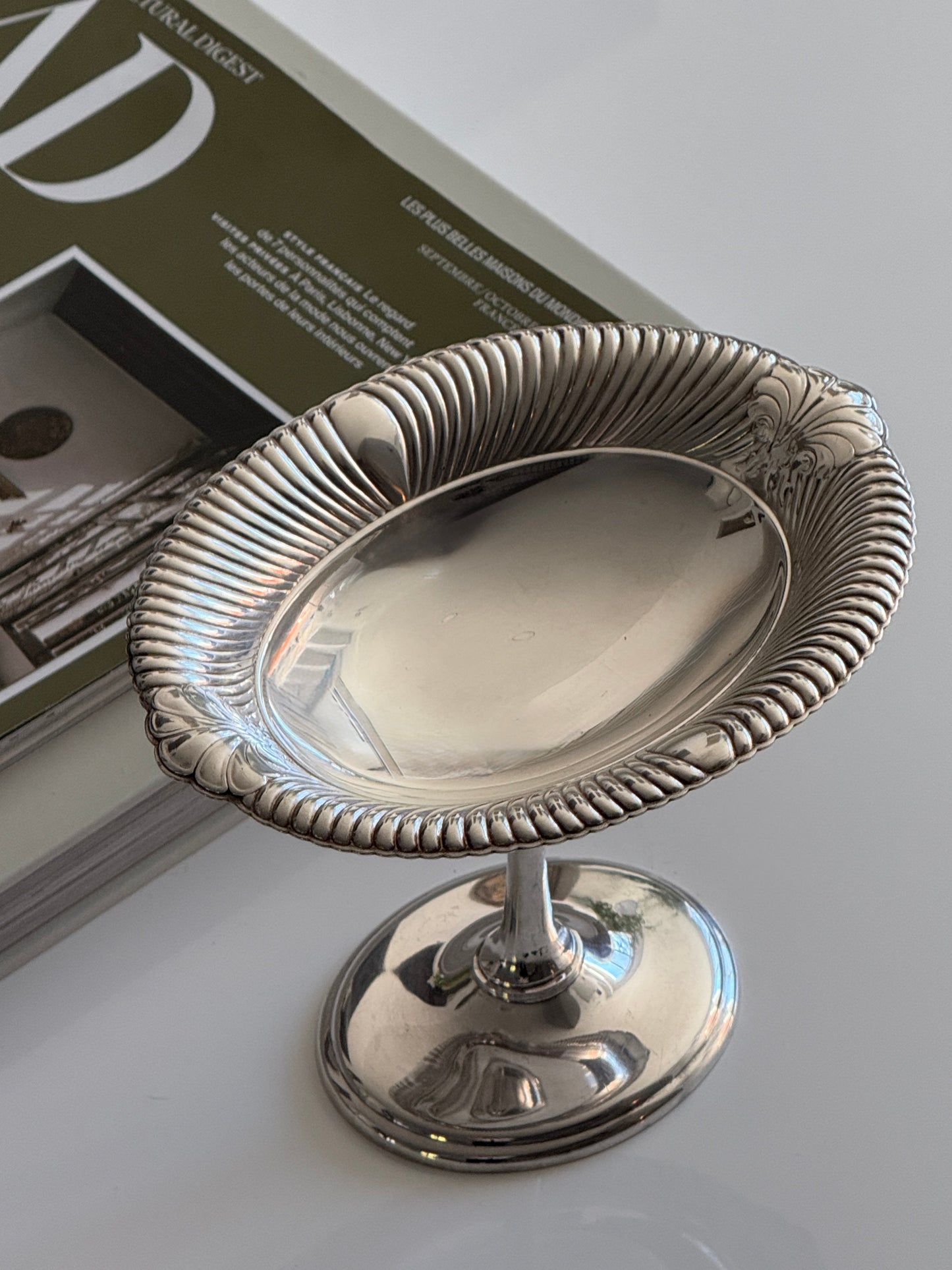 Ornate Silver Plated Pedestral Dish 1940s