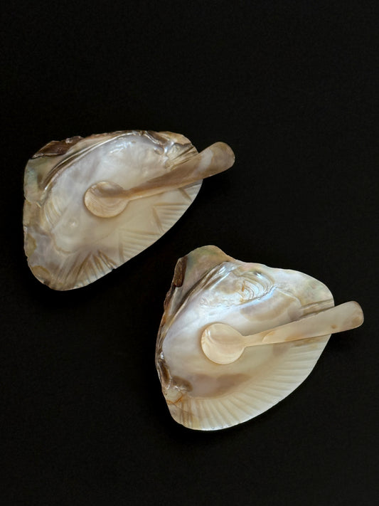 Mother of Pearl Caviar Dish Set 1940s (set of 2)