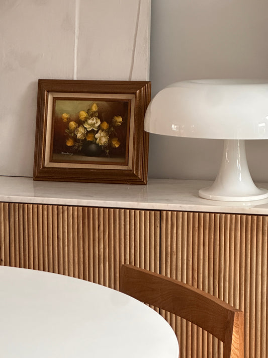 Tableau encadré à l'ambiance florale mélancolique, 1981