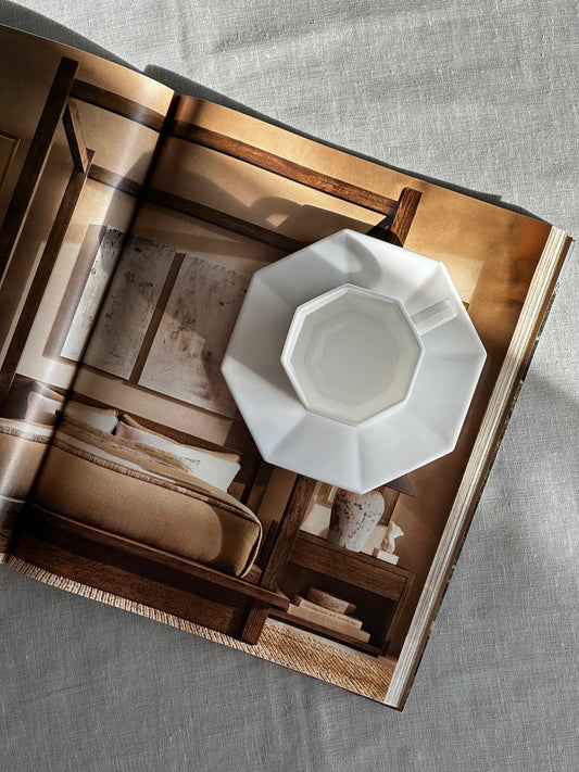 Tasse à café octogonale en verre et soucoupe (lot de 3)