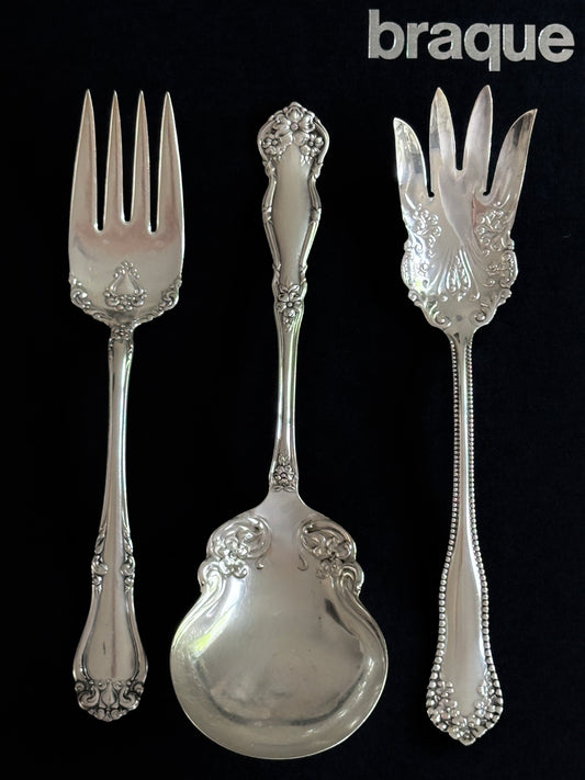Ornate Silver Plated Serving Utensils (set of 3)