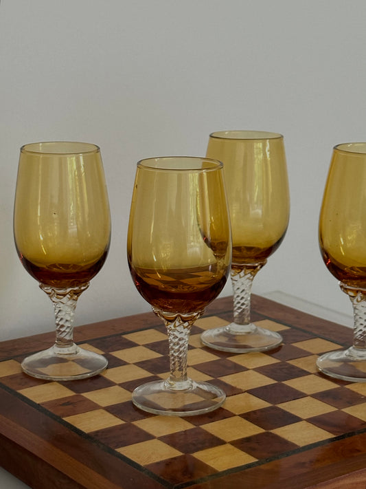 Verres à apéritif vintage en verre ambré (lot de 4)