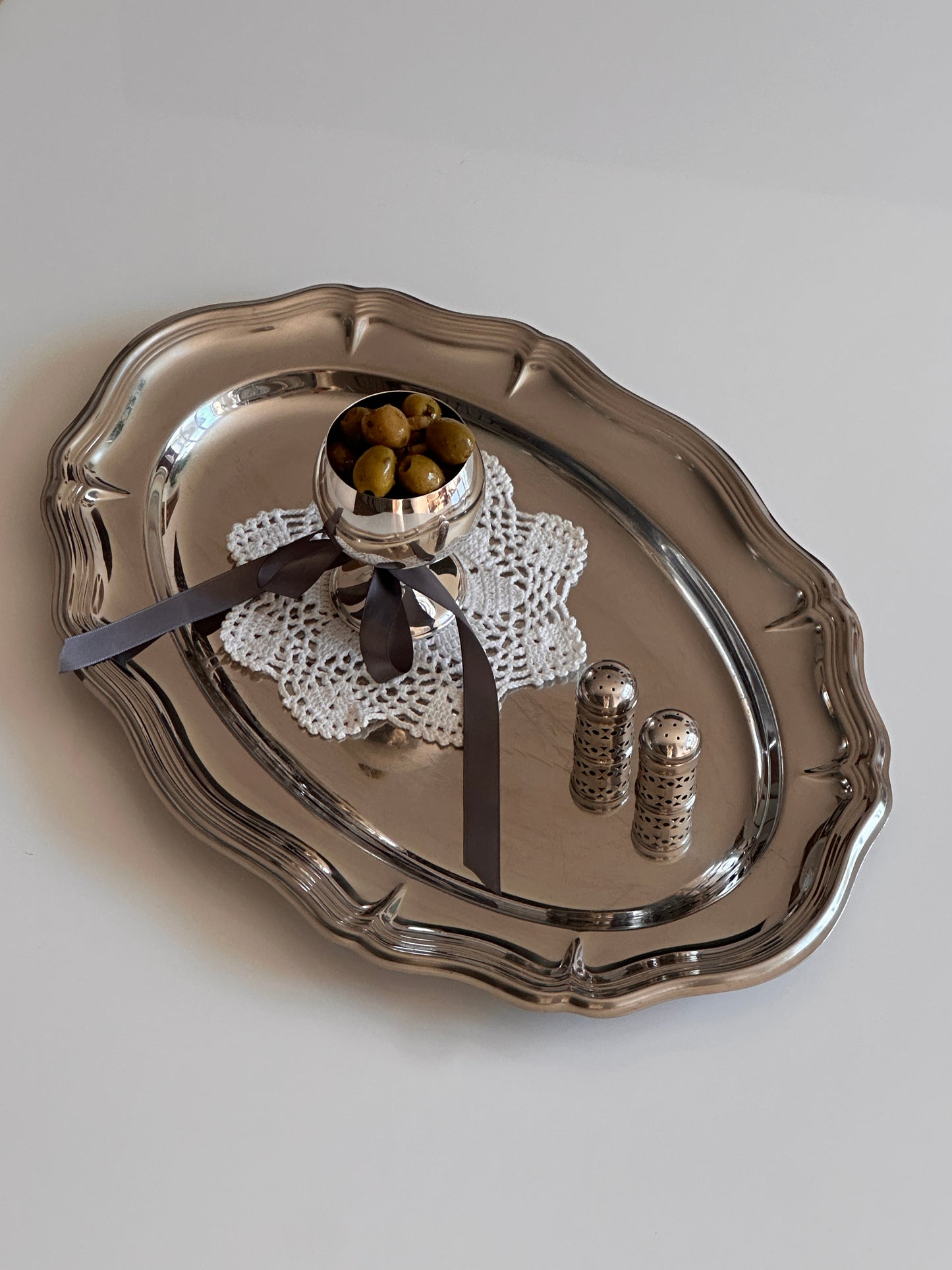 Globe en métal argenté (lot de 2)