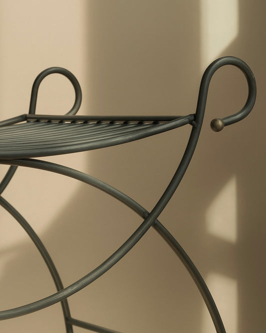 Vintage Regency Style Metal Curule Bench