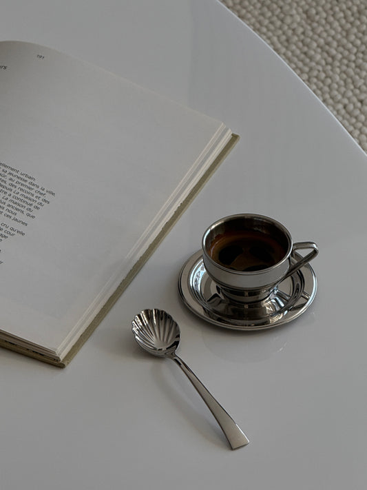 Stainless Steel Espresso cups & saucers (set of 2)