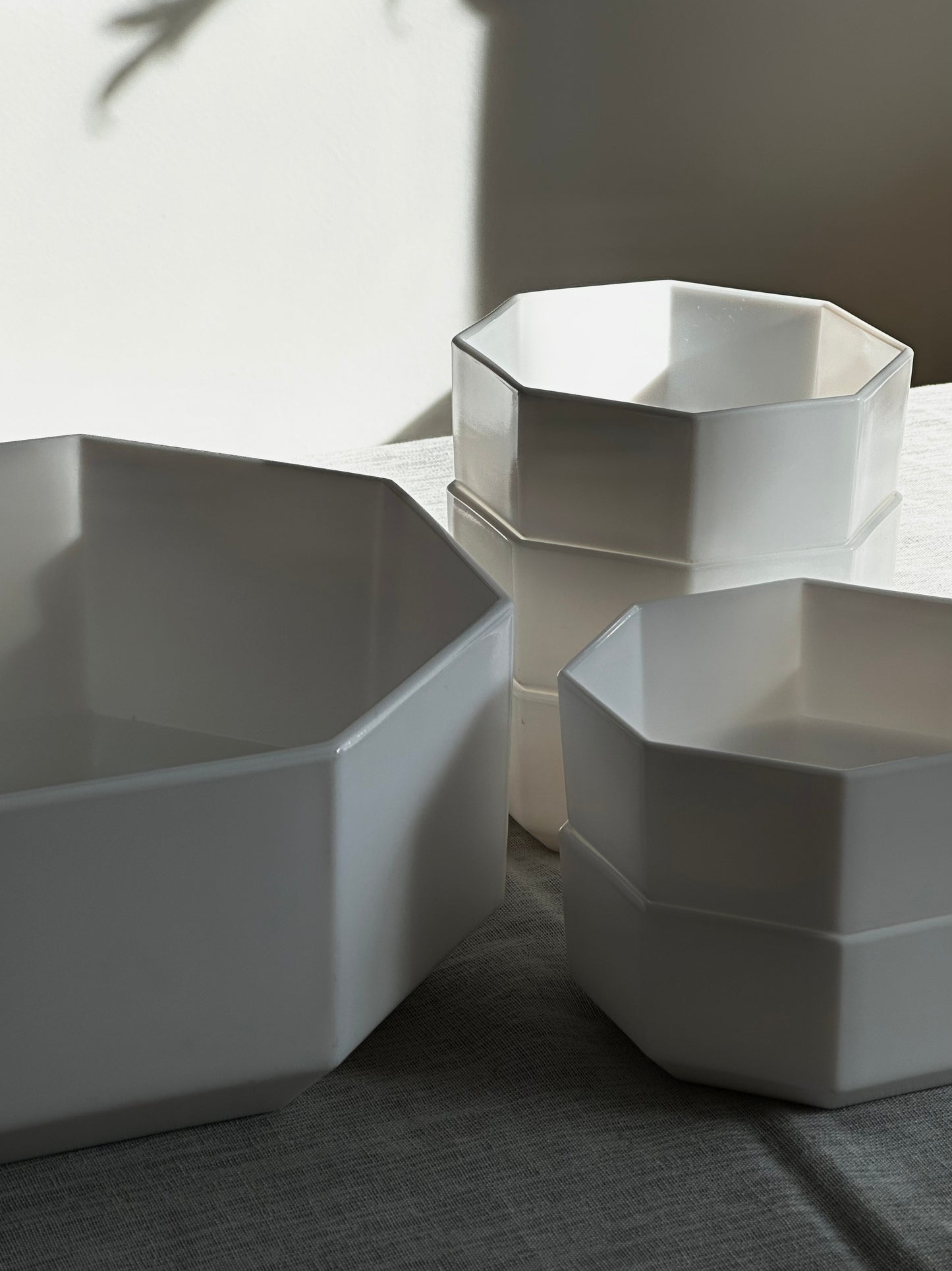 Vintage Arcoroc White Octagonal serving bowls (Set of 5)