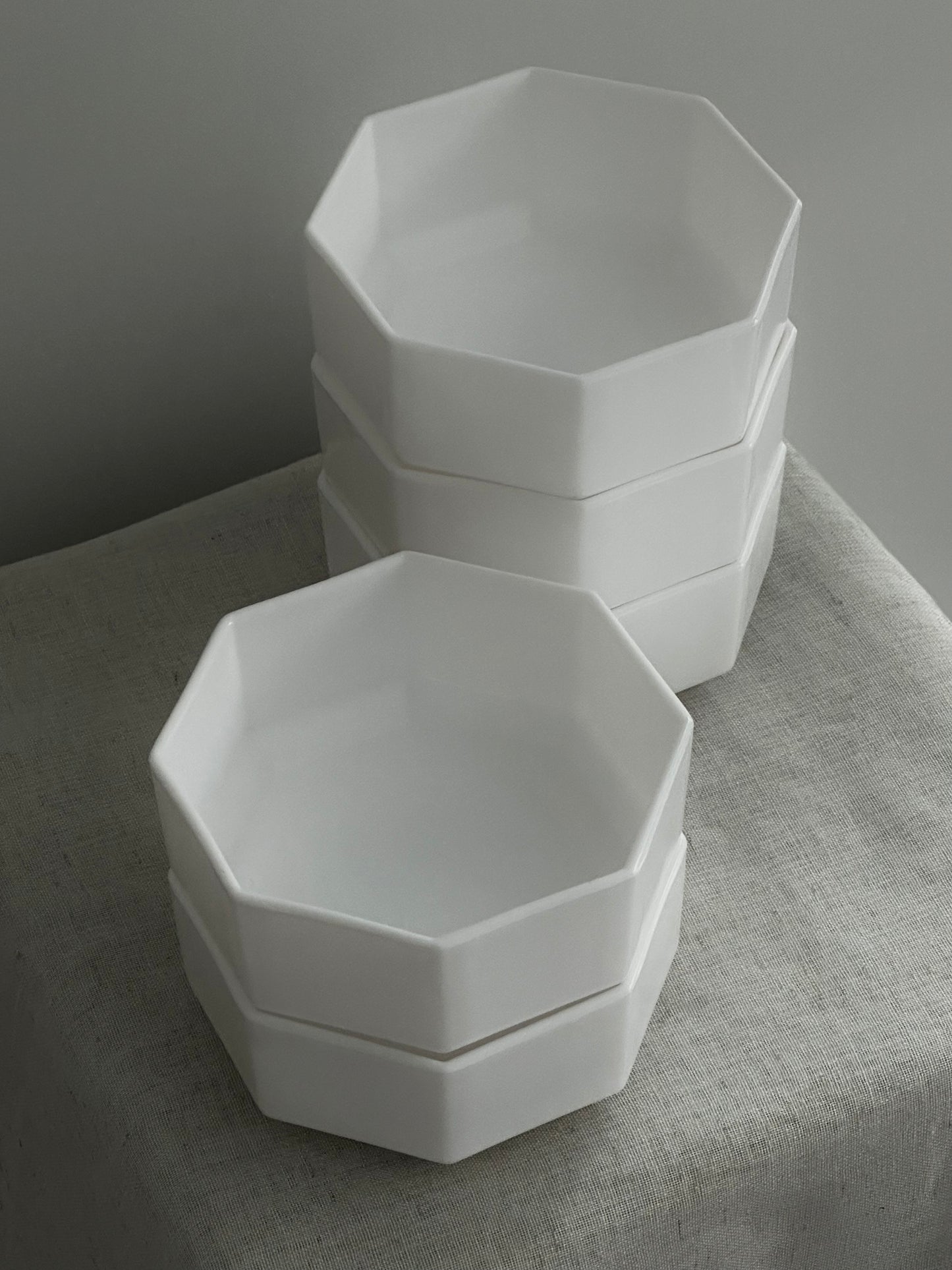 Vintage Arcoroc White Octagonal serving bowls (Set of 5)