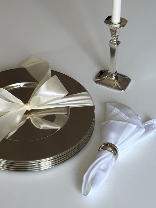 Large Silver Plate Charger Plates (set of 6)