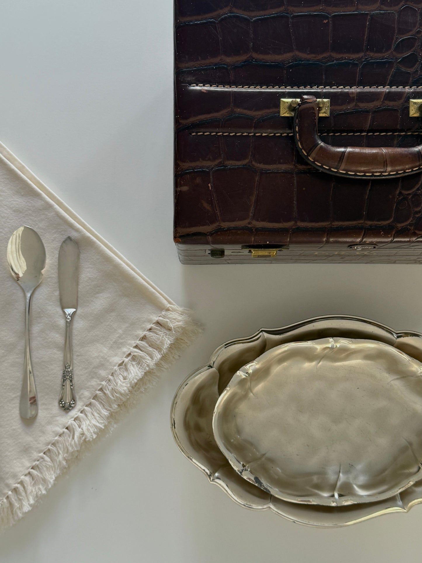 Silver Plated Serving Dish with Swirl Finish – Germany (set of 2)