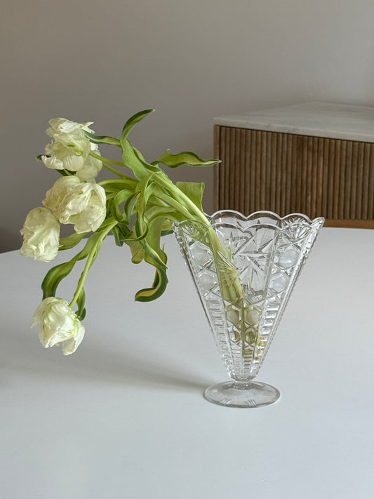 Vintage Crystal Fan Vase