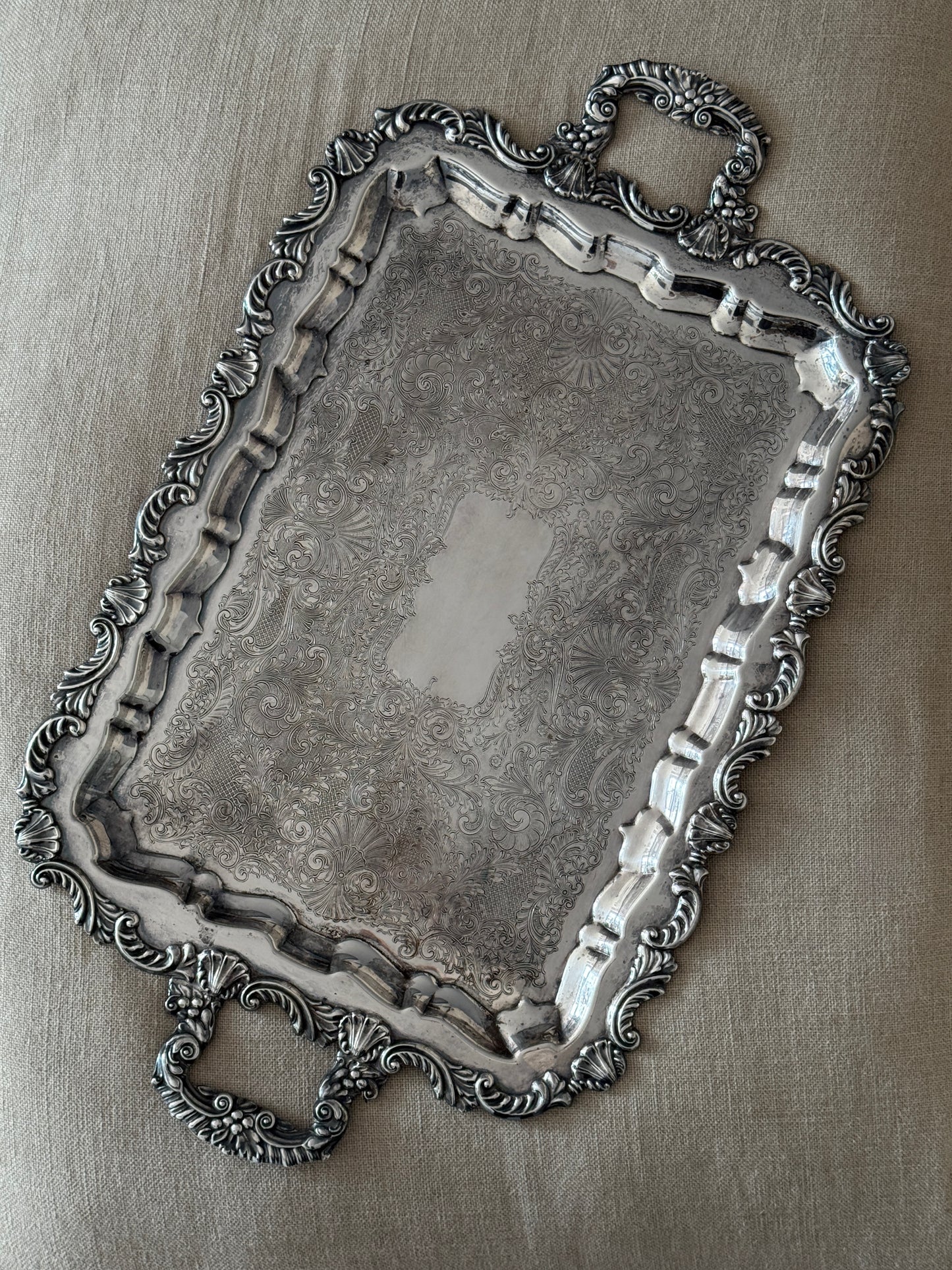 Antique Large Silver Plated Tray