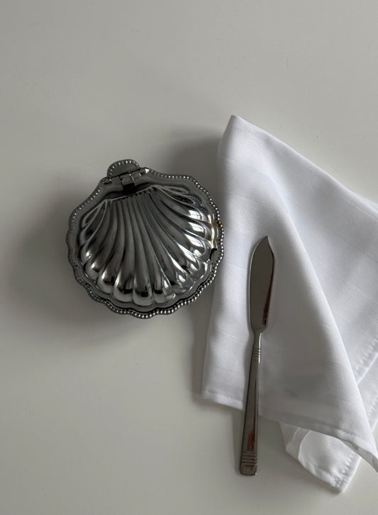 Silver Plate Shell Butter Dish