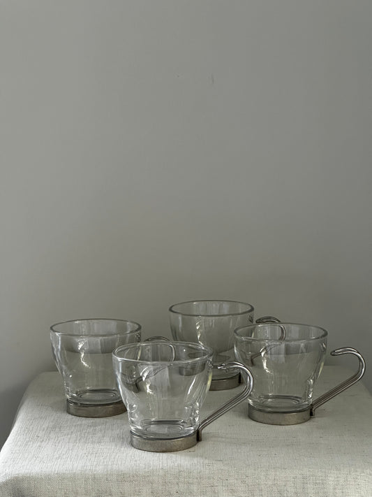 Glass Espresso cups, Vitrosax Italy 1970s