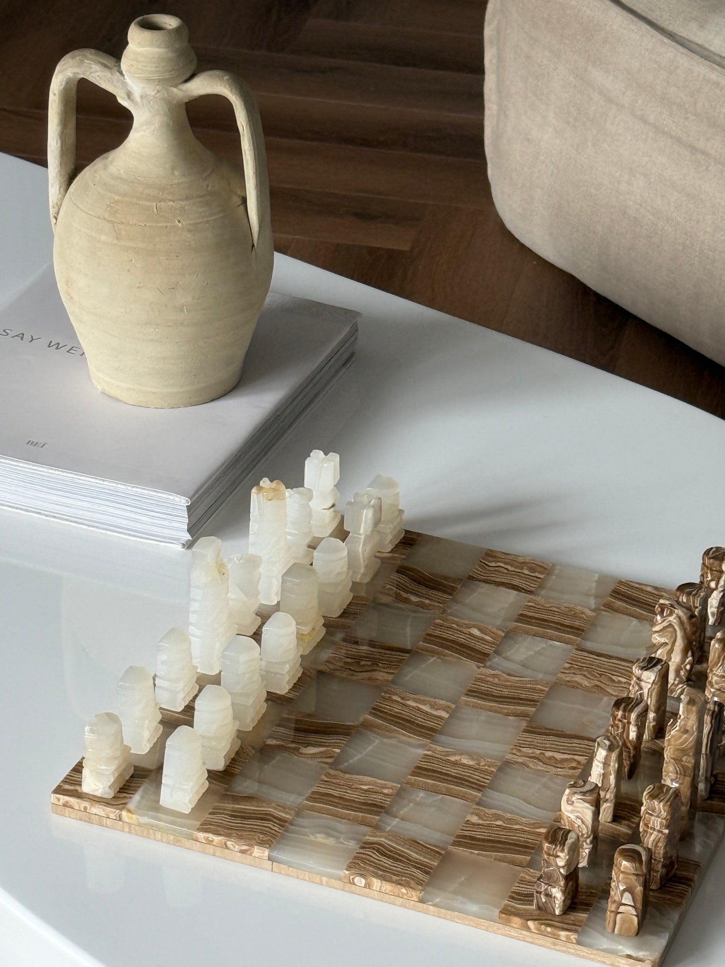 Midcentury Onyx Chess Set