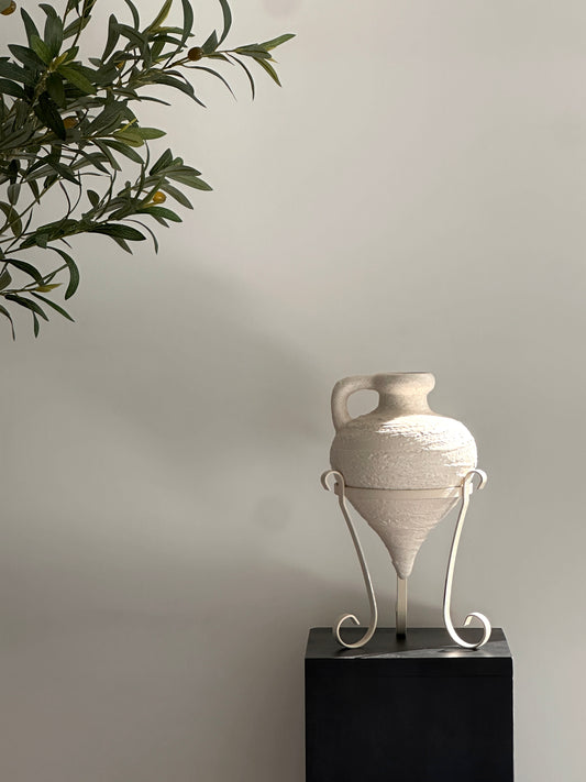 Vase texturé sur support métallique