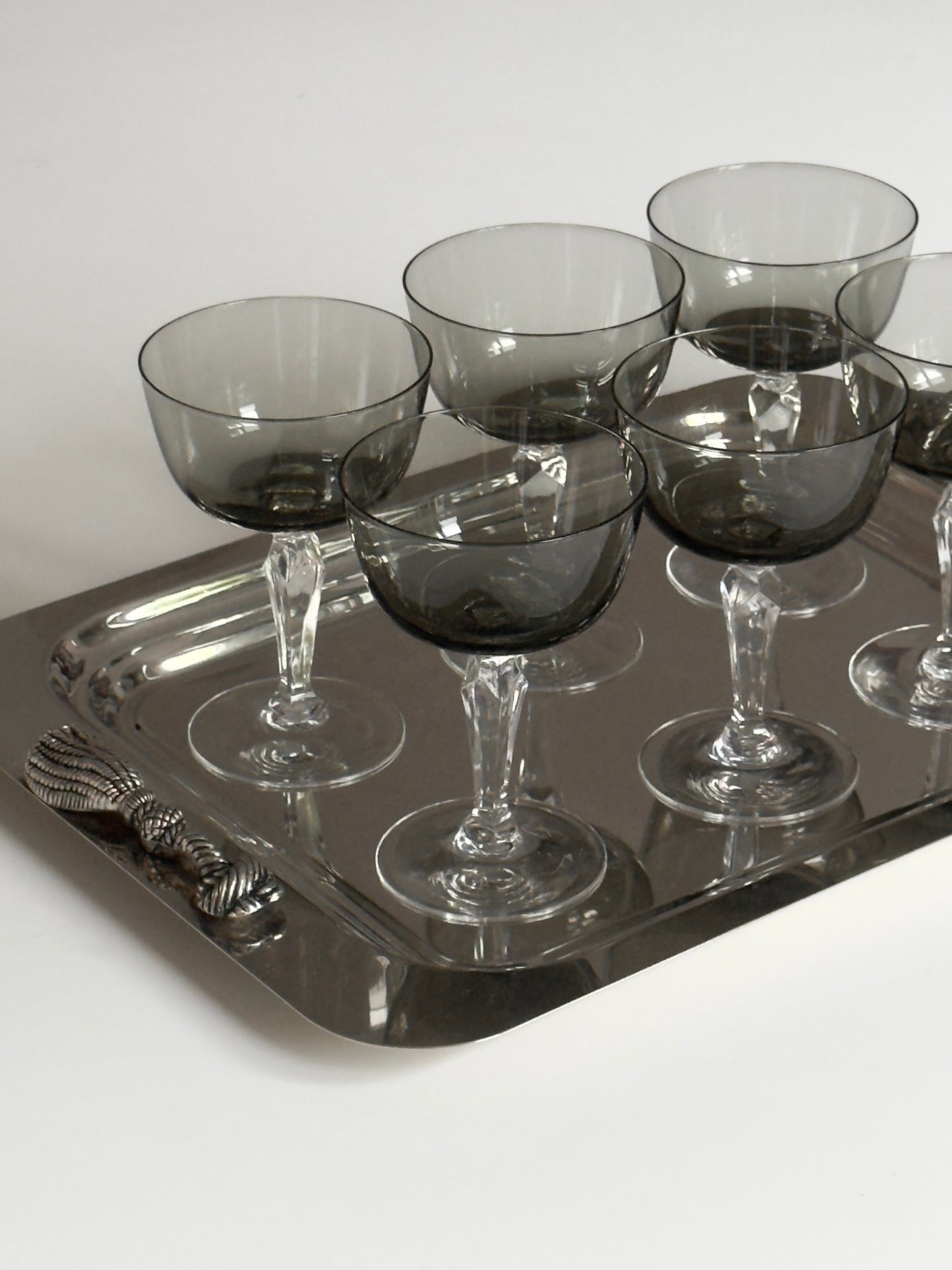 Smoked Crystal Coupe Champagne Glasses – Set of 6