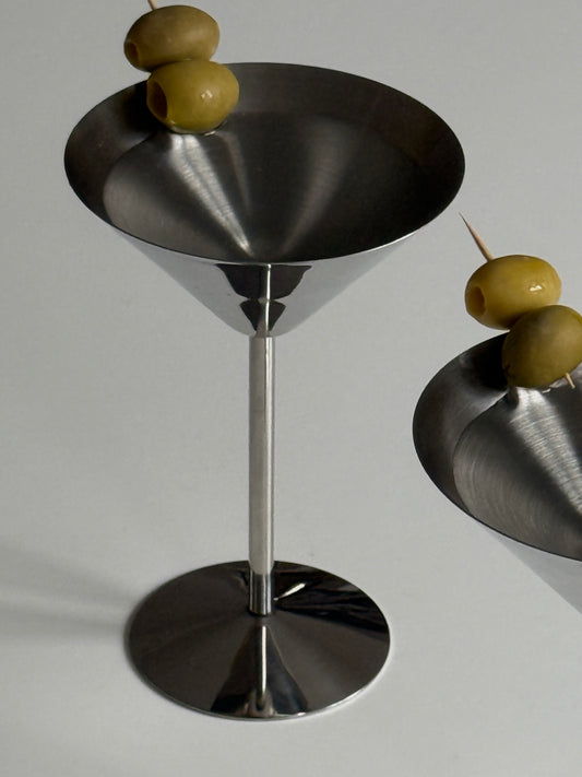 Pair of Chrome Martini Glasses