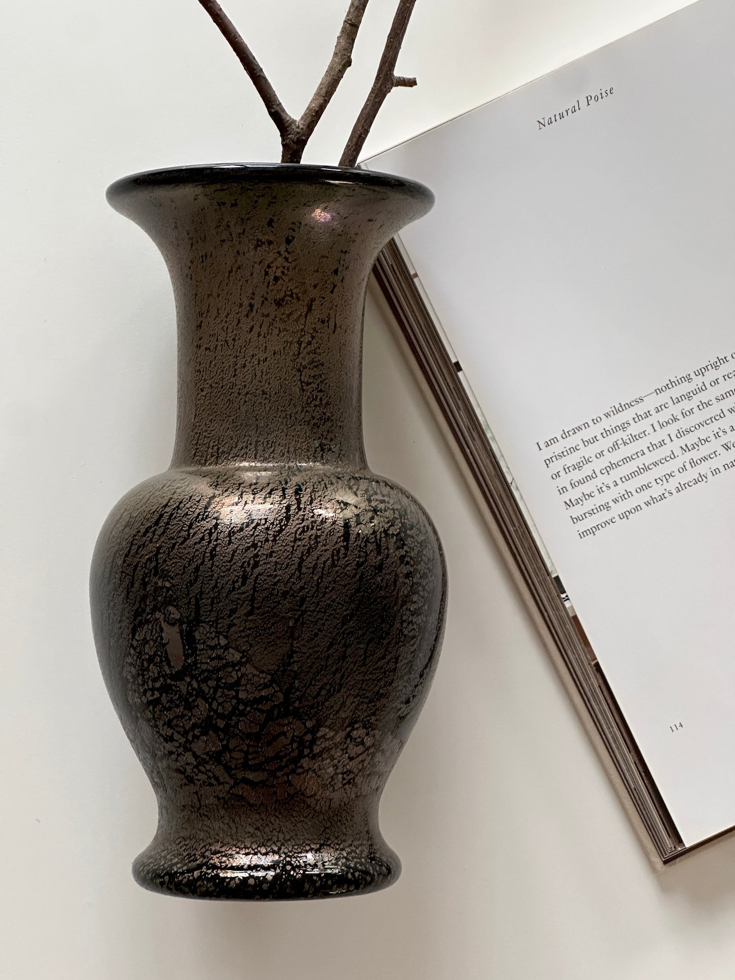 Vase en métal brossé, années 1980