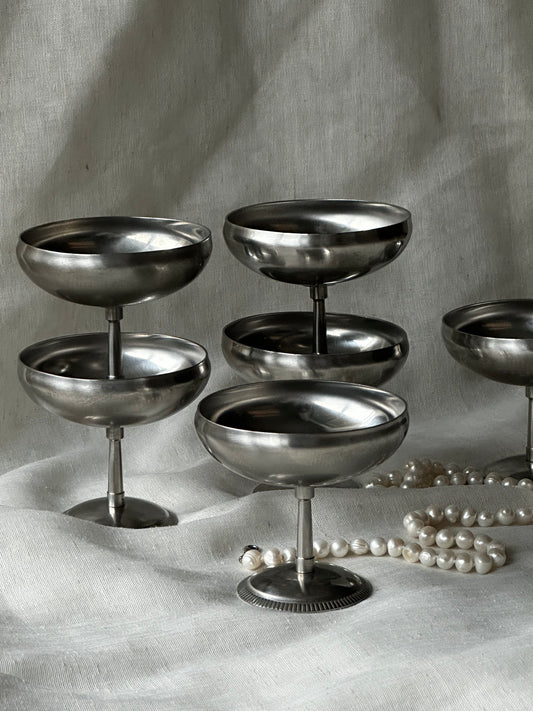 Tasses à glace vintage françaises en acier inoxydable de Letang Remy (lot de 6)