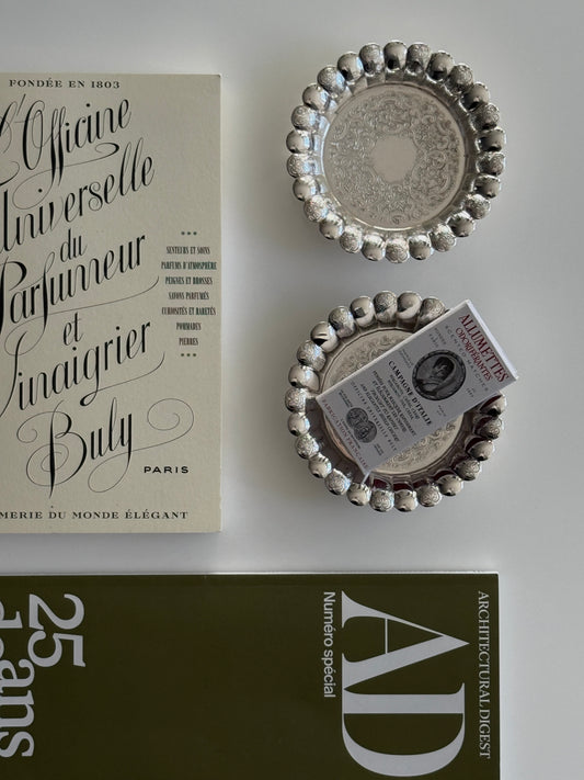 Small Ornate Silver-Plated Tray (set of 2)