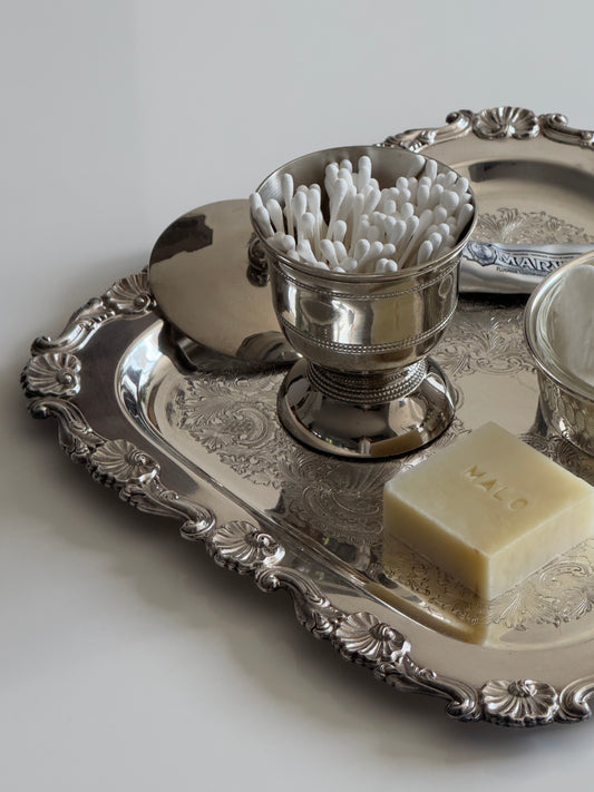 Beaded Silver Plate Lidded Canister