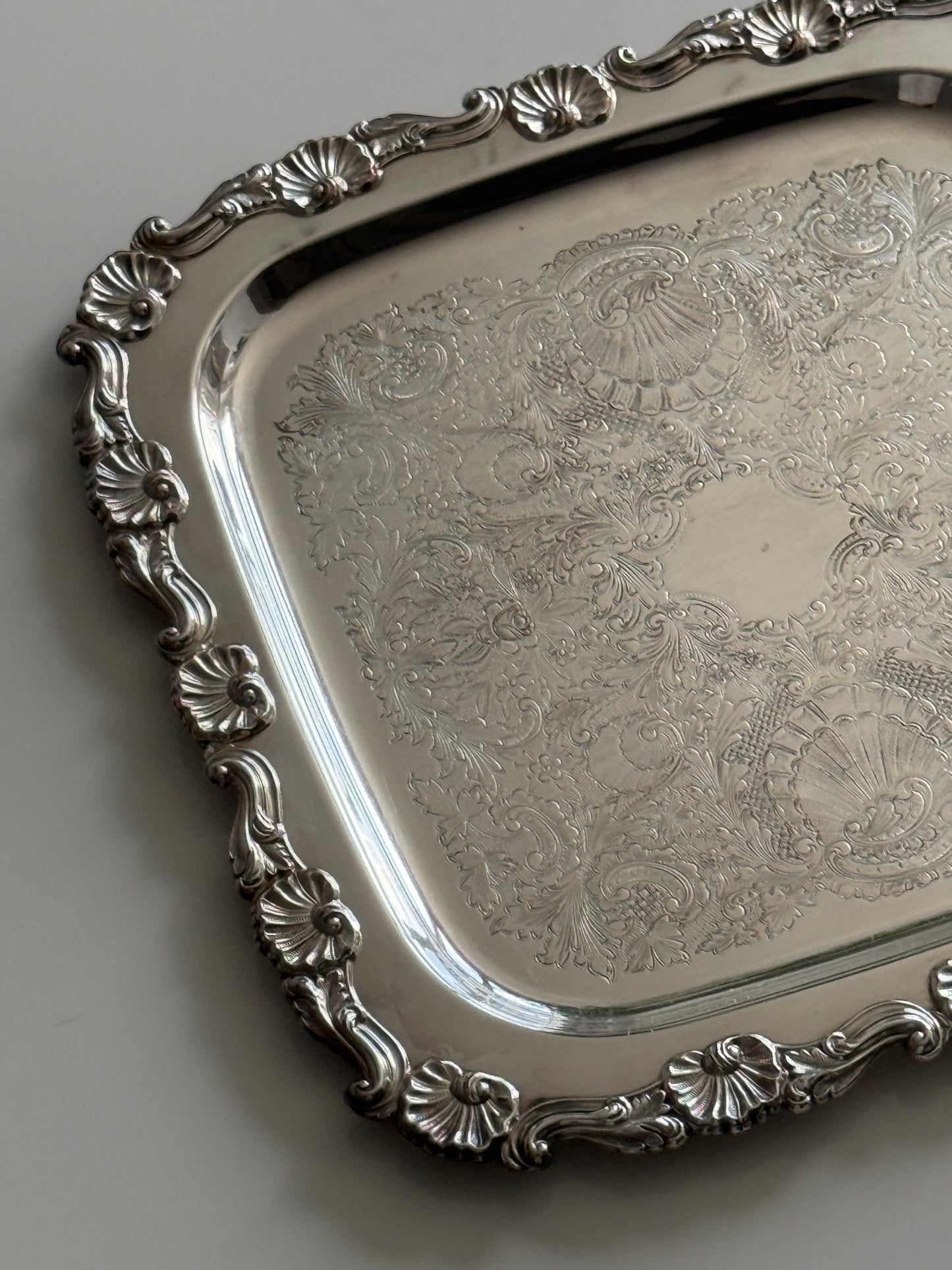 Ornate Silver Plated Square Tray