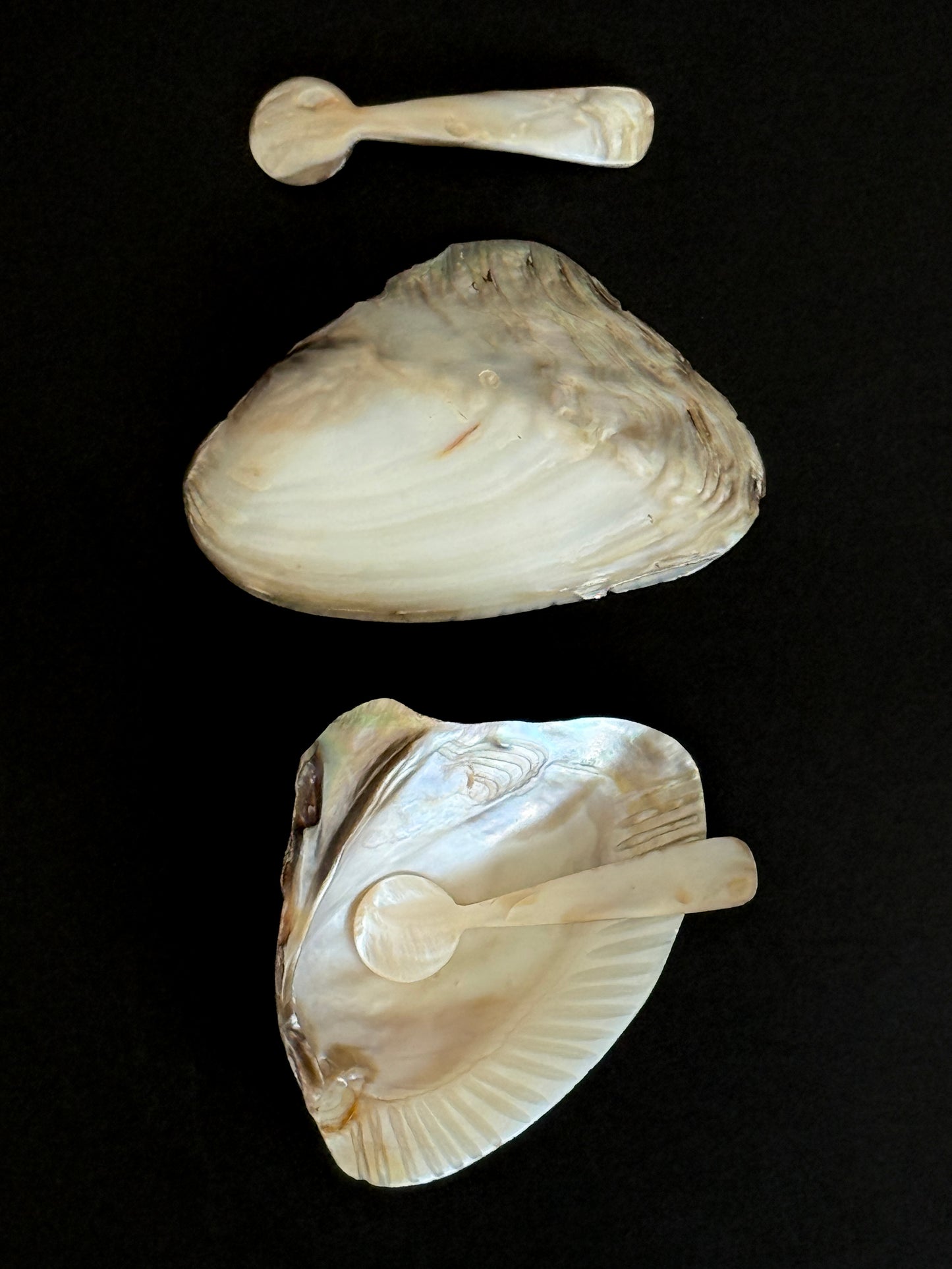 Mother of Pearl Caviar Dish Set 1940s (set of 2)