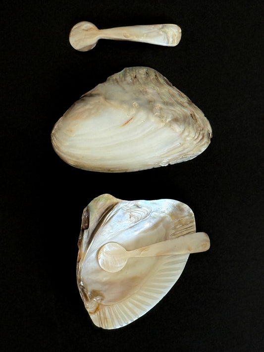 Mother of Pearl Caviar Dish Set 1940s (set of 2)
