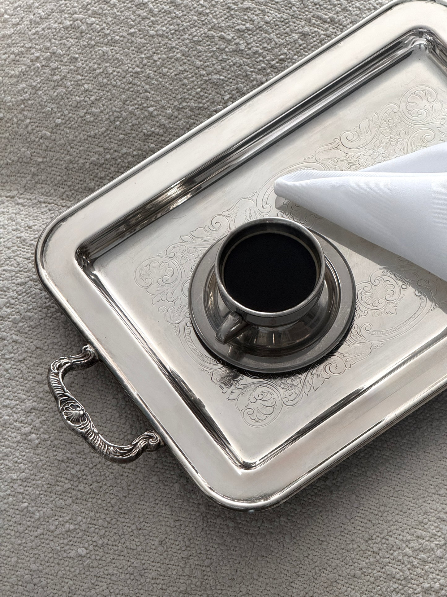 Ornate Footed Silver Plated Entertaining Tray