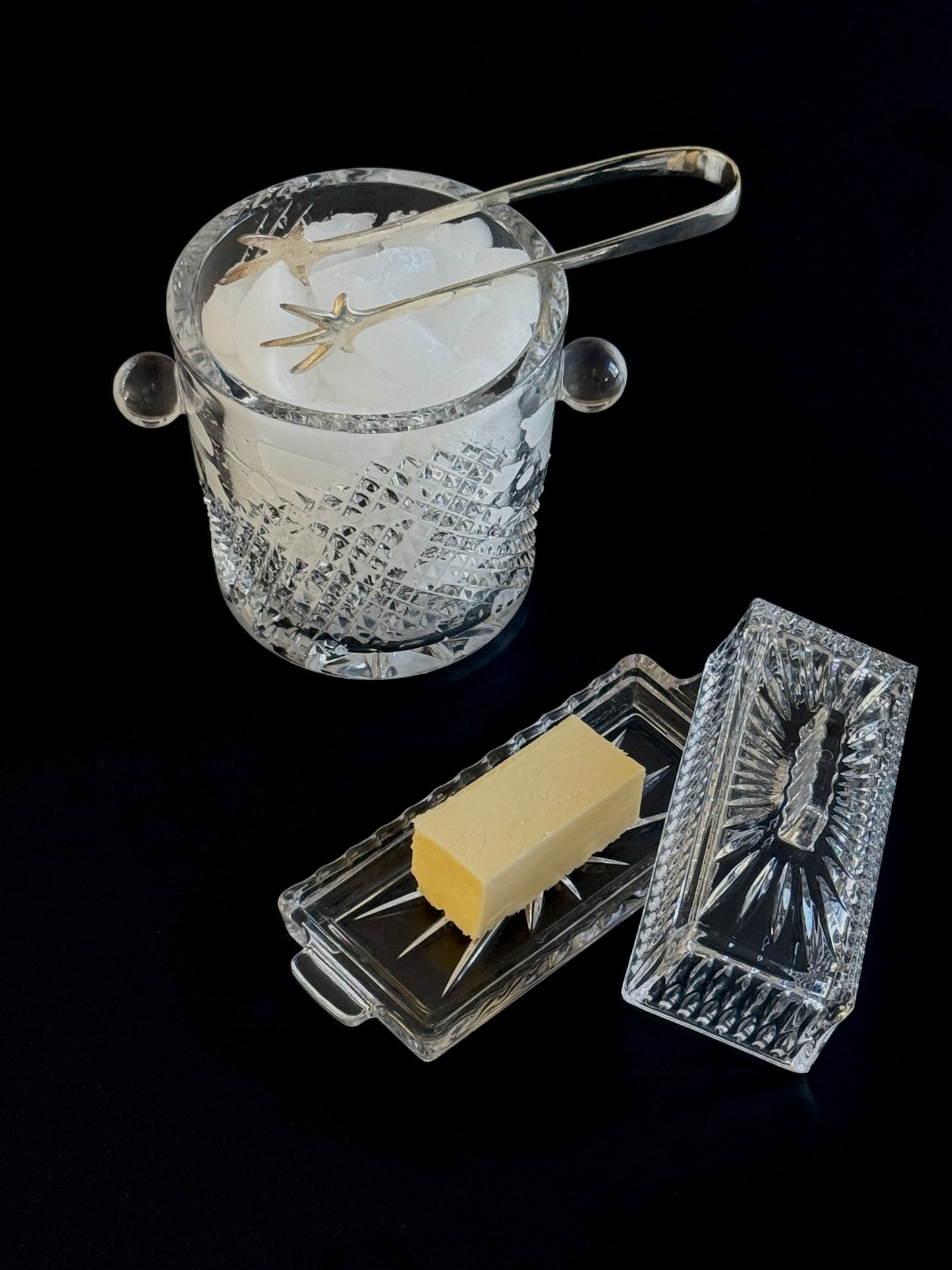 Crystal Set - Butter Dish & Ice Bucket