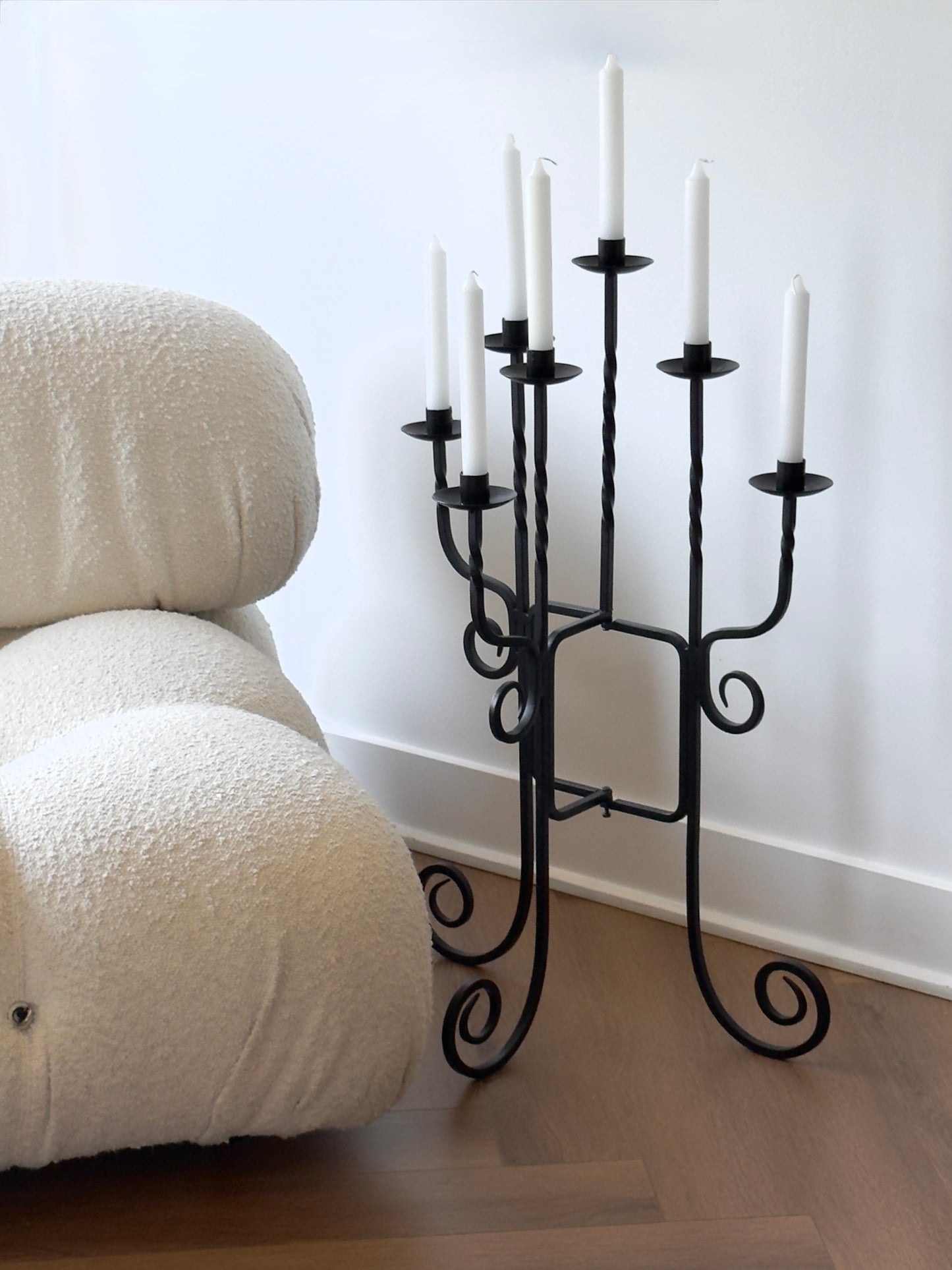 Vintage Wrought Iron Floor Candelabra