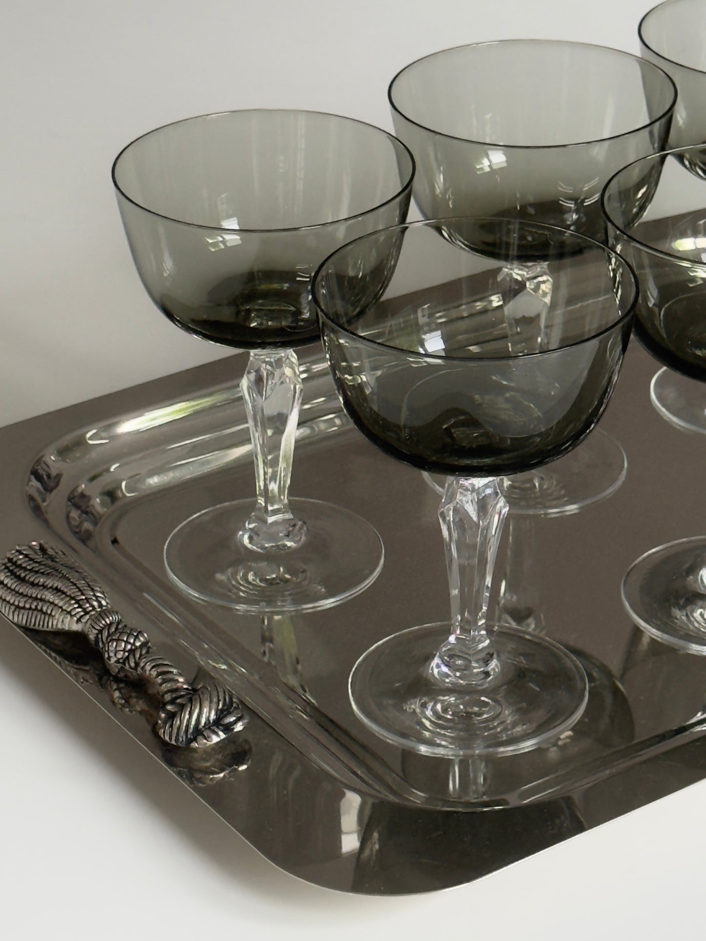 Smoked Crystal Coupe Champagne Glasses – Set of 6