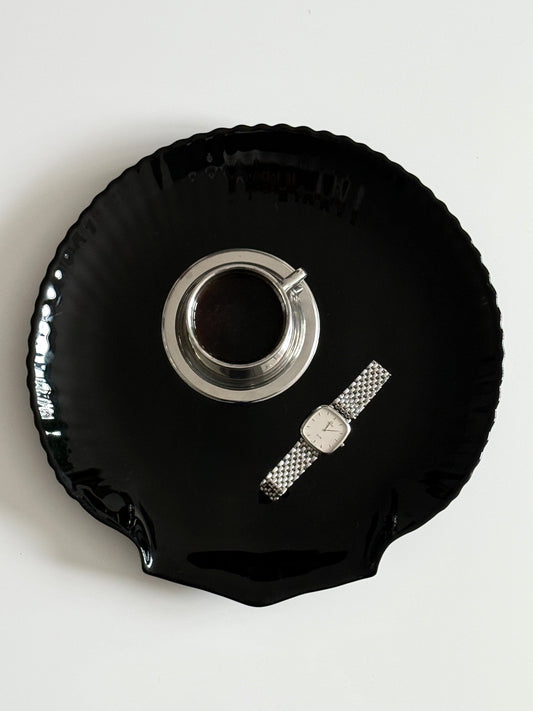 Large Shell Shaped Serving Plate - Arcoroc France 1960s