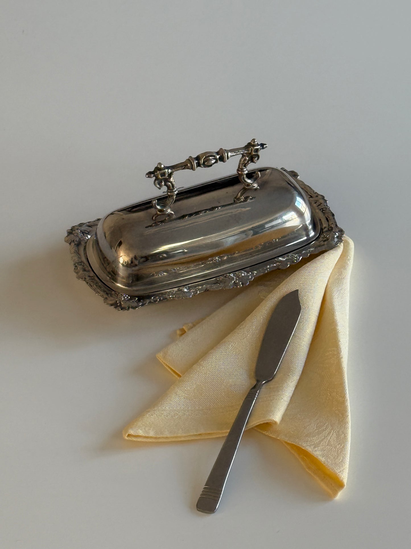 Ornate Silver Plate Butter Dish - Made in England