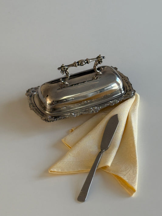 Ornate Silver Plate Butter Dish - Made in England