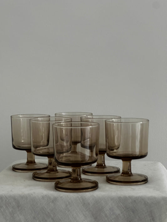 Vintage Smokey Glasses (Set of 6)