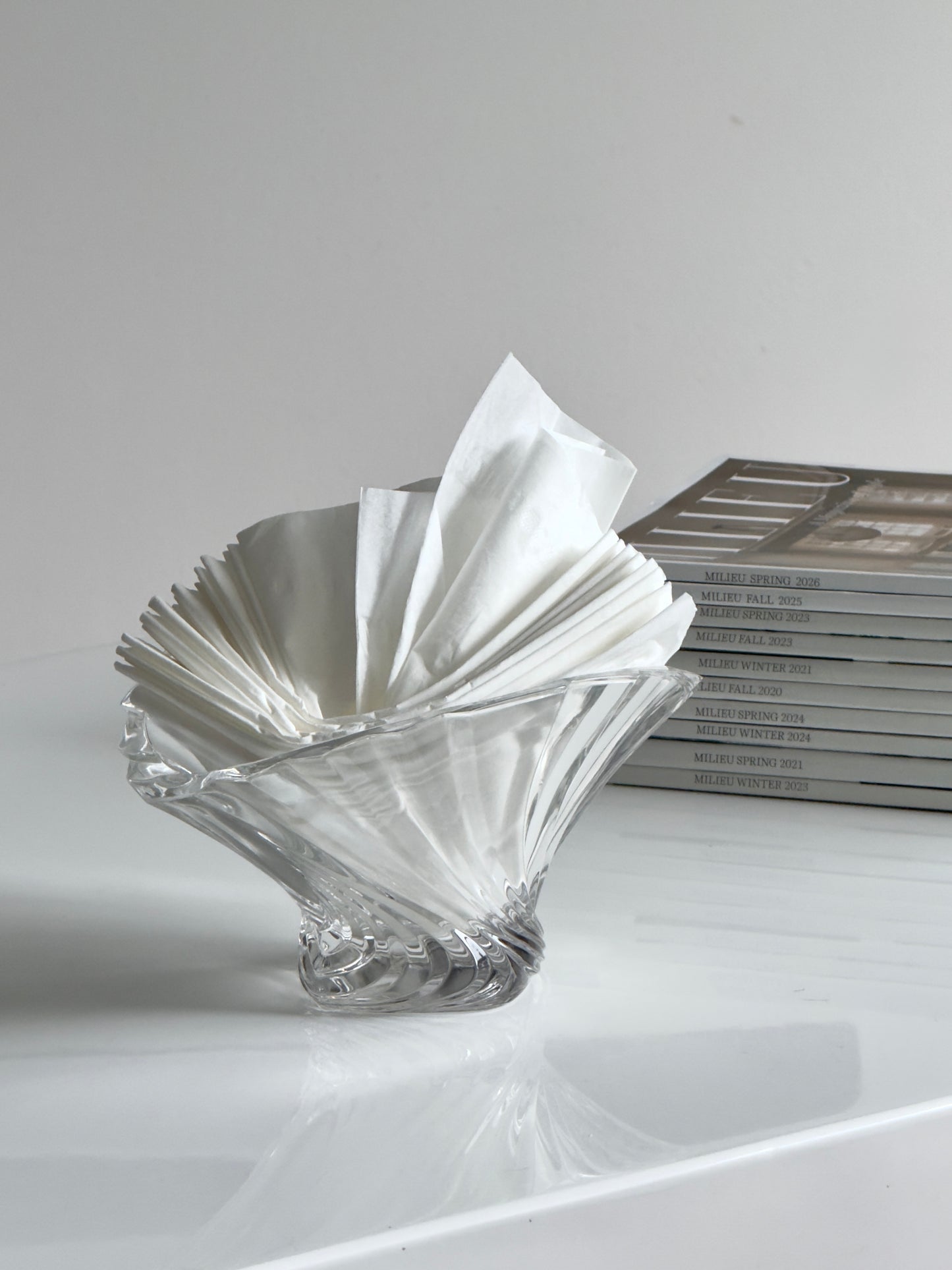 Vintage Flared Crystal Oval Bowl