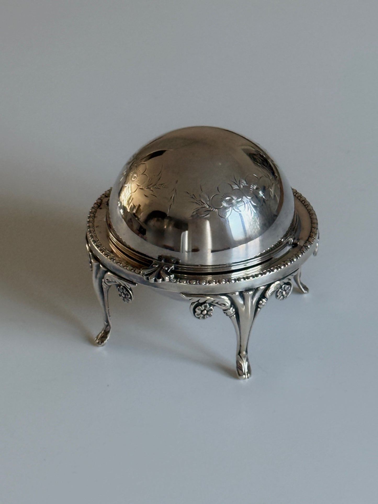 English Silver Plated Caviar Globe 1930s