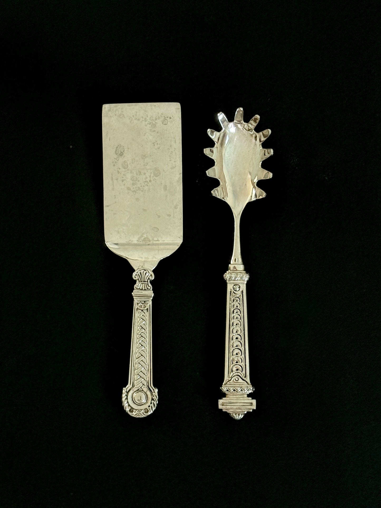 Silver Plate Cake and Pasta Utensils Set