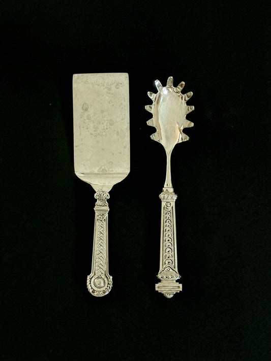 Silver Plate Cake and Pasta Utensils Set