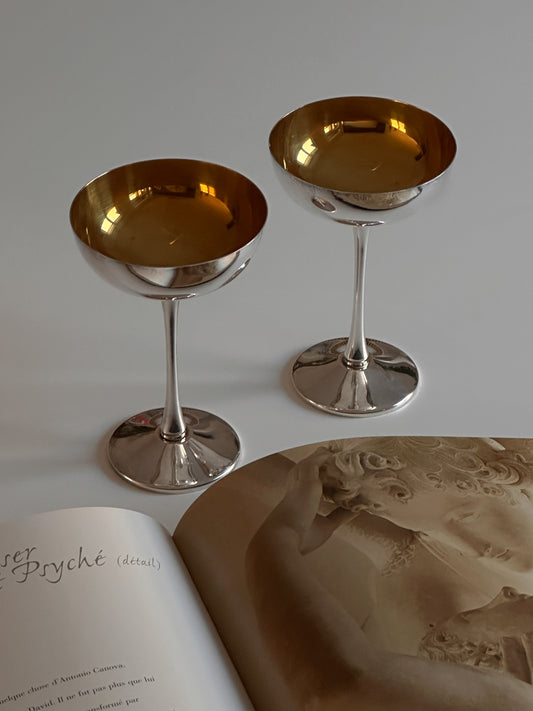 Italian Silver Plate Coupes (set of 2)