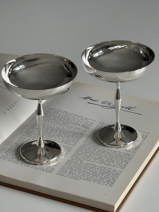Italian Silver Plate Coupes (set of 2)