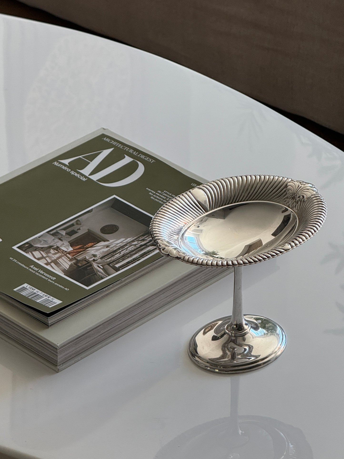 Ornate Silver Plated Pedestral Dish 1940s