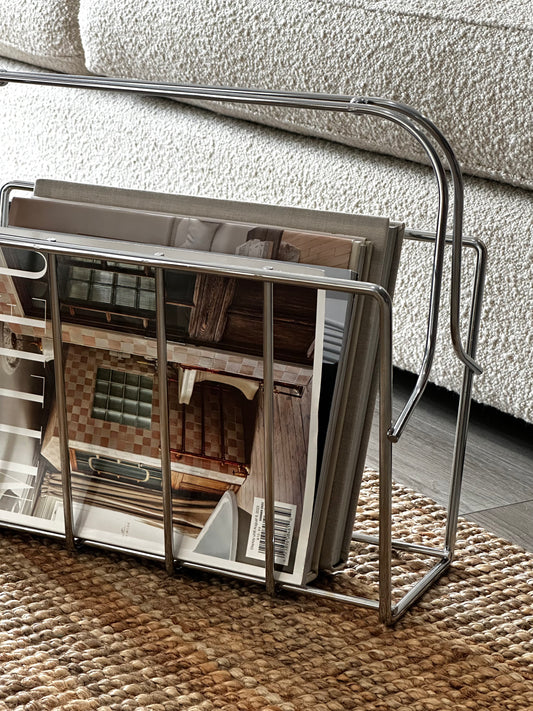 Mid Century Modern Chrome Magazine Rack